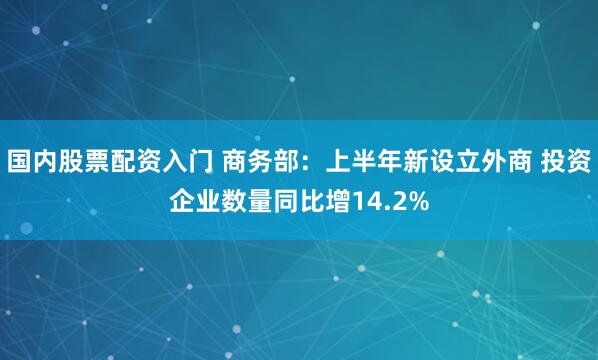 国内股票配资入门 商务部：上半年新设立外商 投资企业数量同比增14.2%