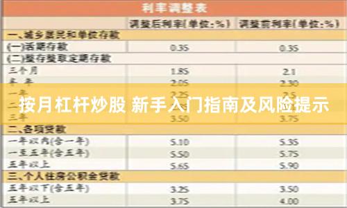 按月杠杆炒股 新手入门指南及风险提示